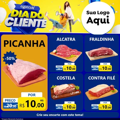 Modelo de Rede Social para Feed Facebook com o tema Especial Dia do Cliente para Açougue
