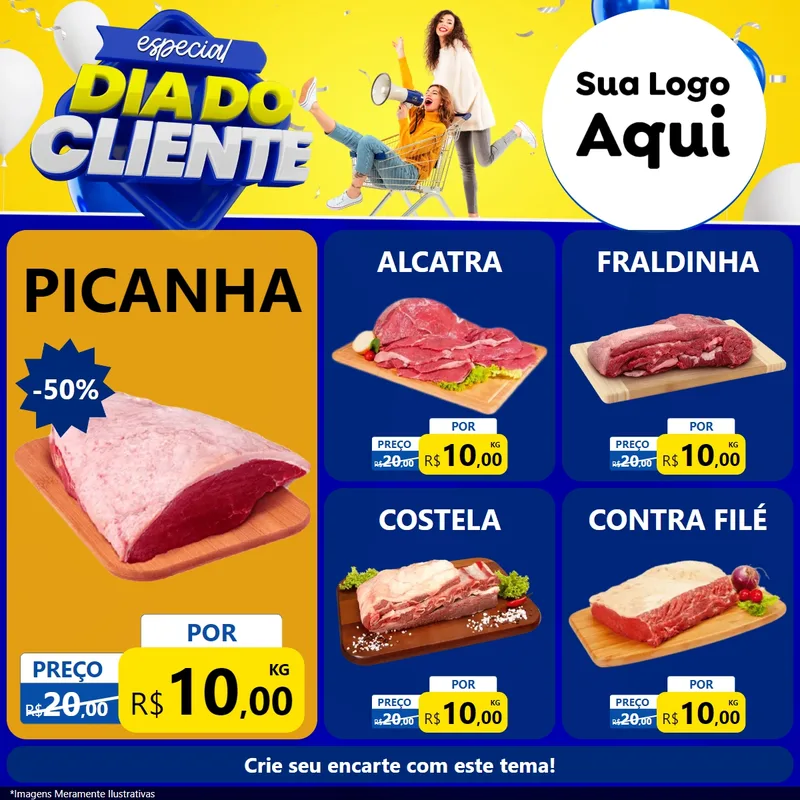 Modelo de Rede Social para Feed Facebook com o tema Especial Dia do Cliente para Açougue