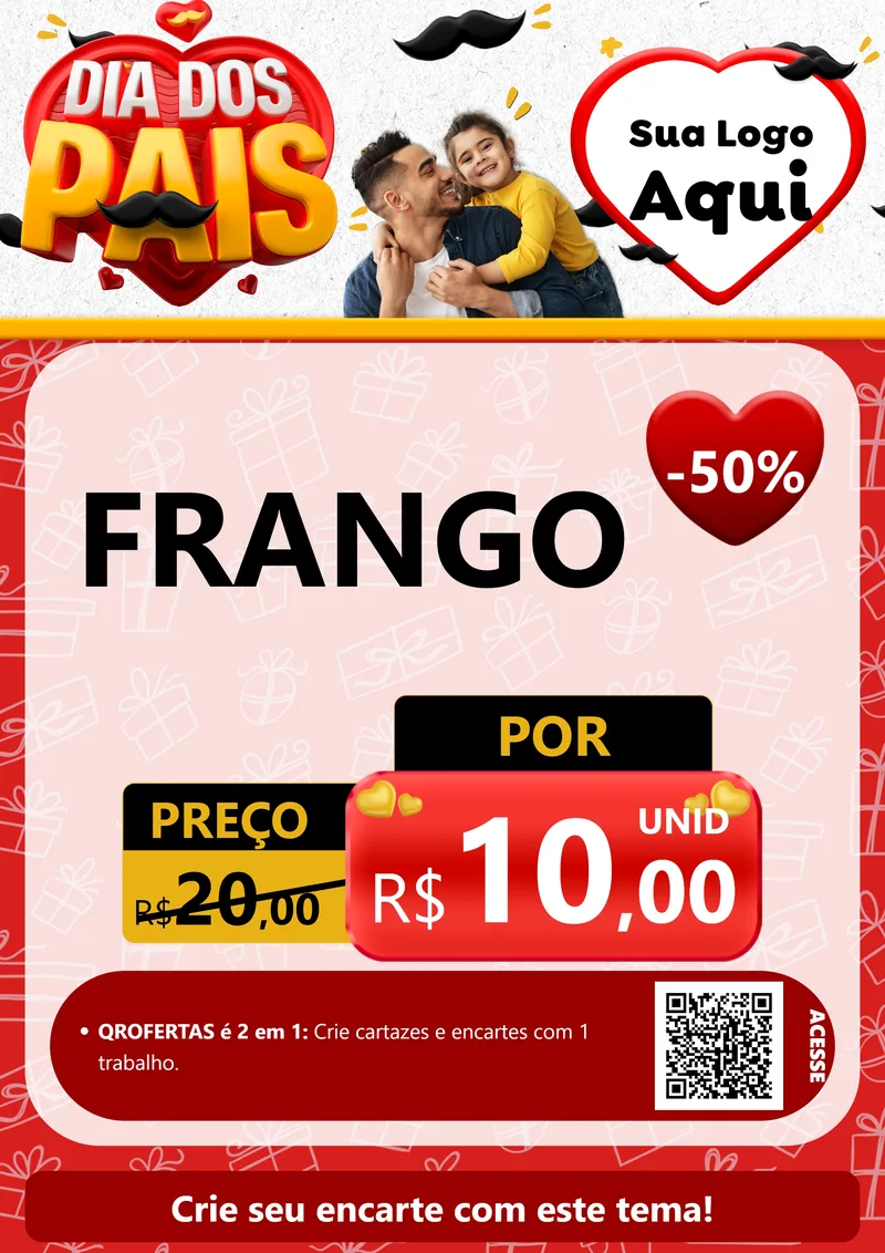 Modelo de Cartaz para Cartaz A4 Vertical com o tema Dia dos Pais para Assados
