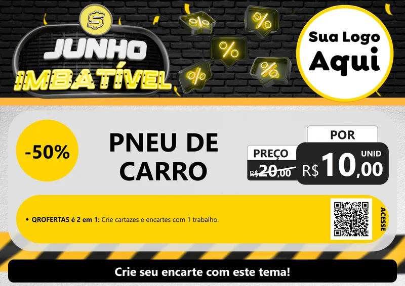 Modelo de Cartaz para Cartaz A4 Horizontal com o tema Junho Imbatível para Auto peças