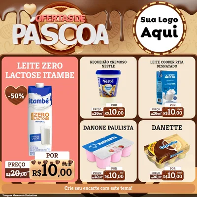 Modelo de Rede Social para Feed Facebook com o tema Ofertas de Páscoa para Frios e Laticínios