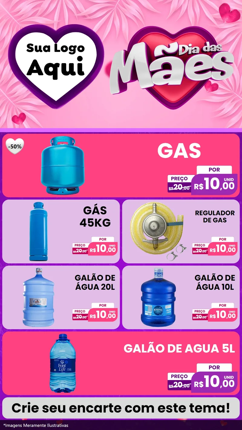 Modelo de TV para TV Vertical com o tema Dia das Mães para Água e gás