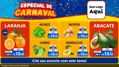 Modelo de TV para TV Horizontal com o tema Especial de Carnaval para Hortifrúti