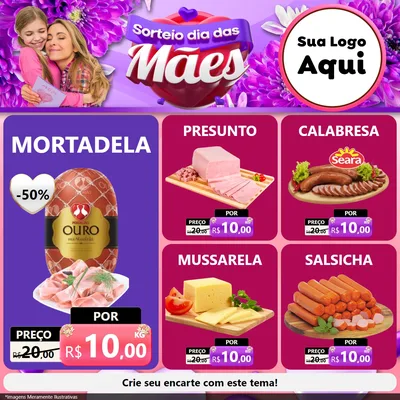 Modelo de Rede Social para Feed Facebook com o tema Sorteio Dia das Mães para Frios e Laticínios