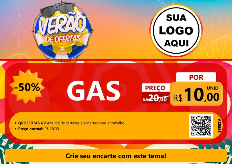 Modelo de Cartaz para Cartaz A4 Horizontal com o tema Verão de Ofertas para Água e gás