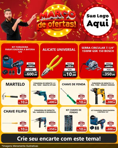 Modelo de Rede Social para Feed Instagram com o tema Março de Ofertas! para Maquinas e Ferramentas