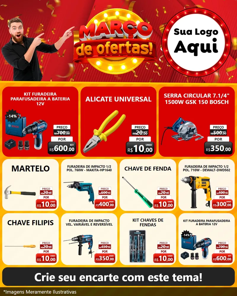Modelo de Rede Social para Feed Instagram com o tema Março de Ofertas! para Maquinas e Ferramentas