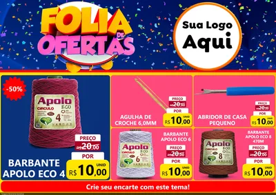 Modelo de Encarte para Encarte A4 Horizontal com o tema Folia de Ofertas para Armarinho e Aviamentos