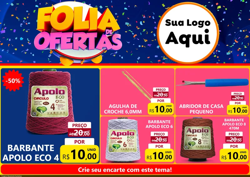 Modelo de Encarte para Encarte A4 Horizontal com o tema Folia de Ofertas para Armarinho e Aviamentos