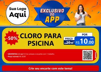 Modelo de Cartaz para Cartaz A4 Horizontal com o tema Exclusivo do Aplicativo para Produtos para Piscina