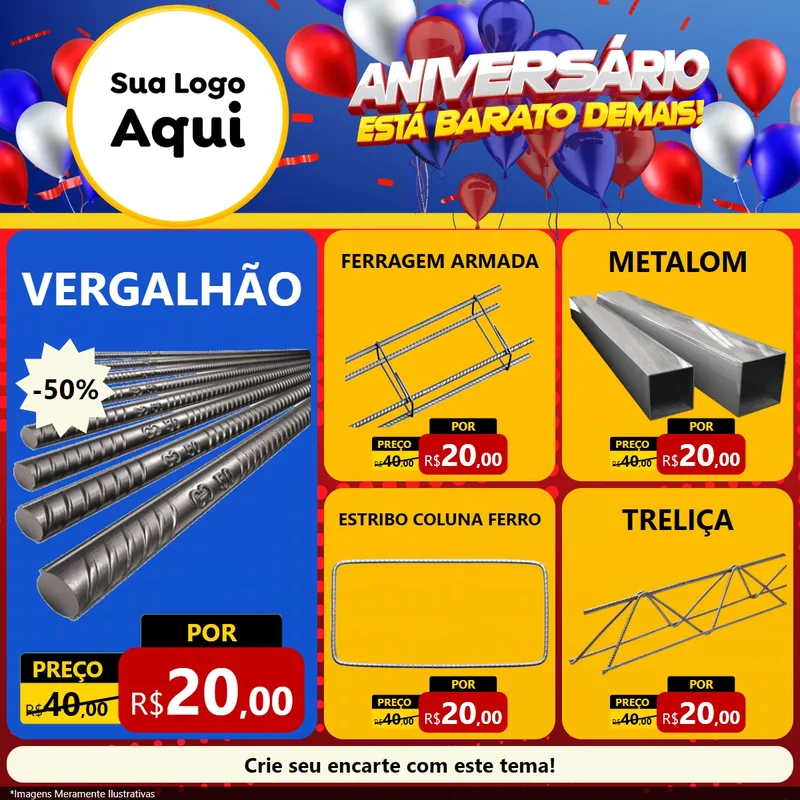 Modelo de Rede Social para Feed Facebook com o tema Aniversário para Ferragens