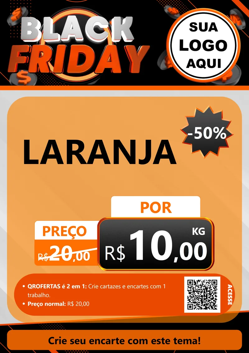 Modelo de Cartaz para Cartaz A4 Vertical com o tema Black Friday para Hortifrúti