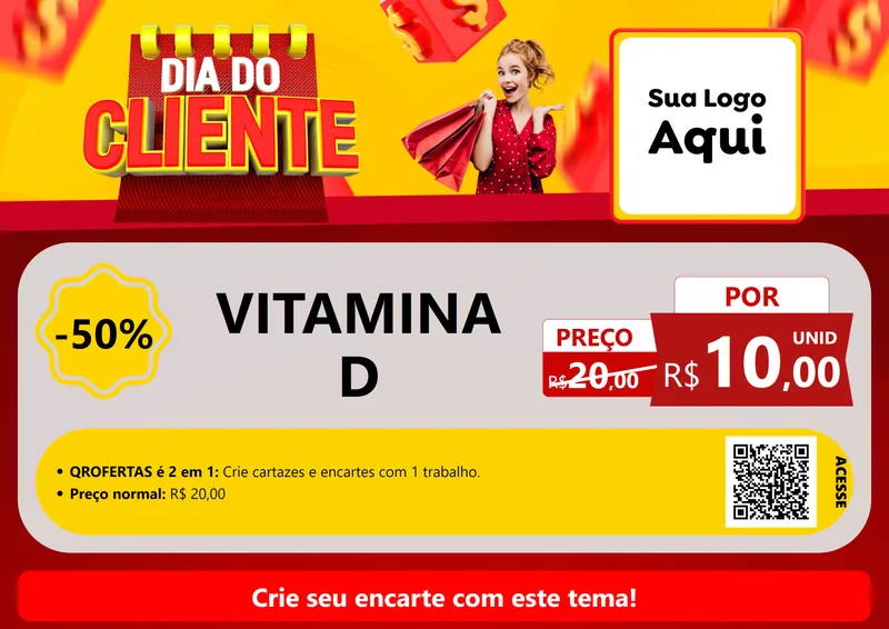 Modelo de Cartaz para Cartaz A4 Horizontal com o tema Dia do Cliente para Farmácia
