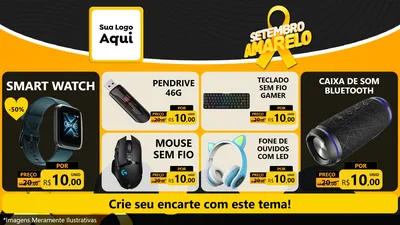 Modelo de TV para TV Horizontal com o tema Setembro Amarelo para Informática