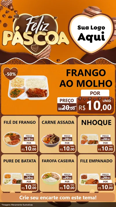 Modelo de Rede Social para Stories com o tema Feliz Páscoa para Restaurante