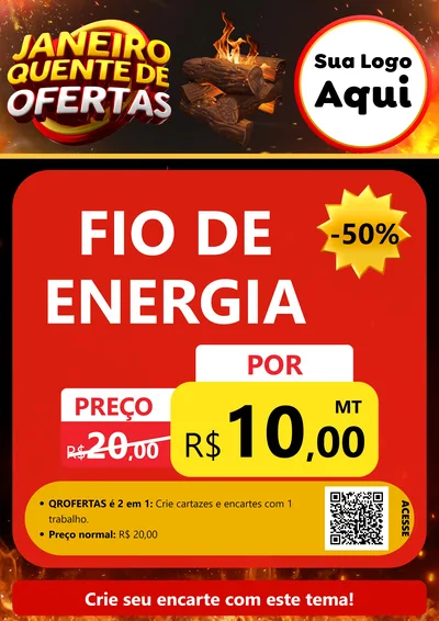 Modelo de Cartaz para Cartaz A4 Vertical com o tema Janeiro Quente de Ofertas para Materiais Elétricos