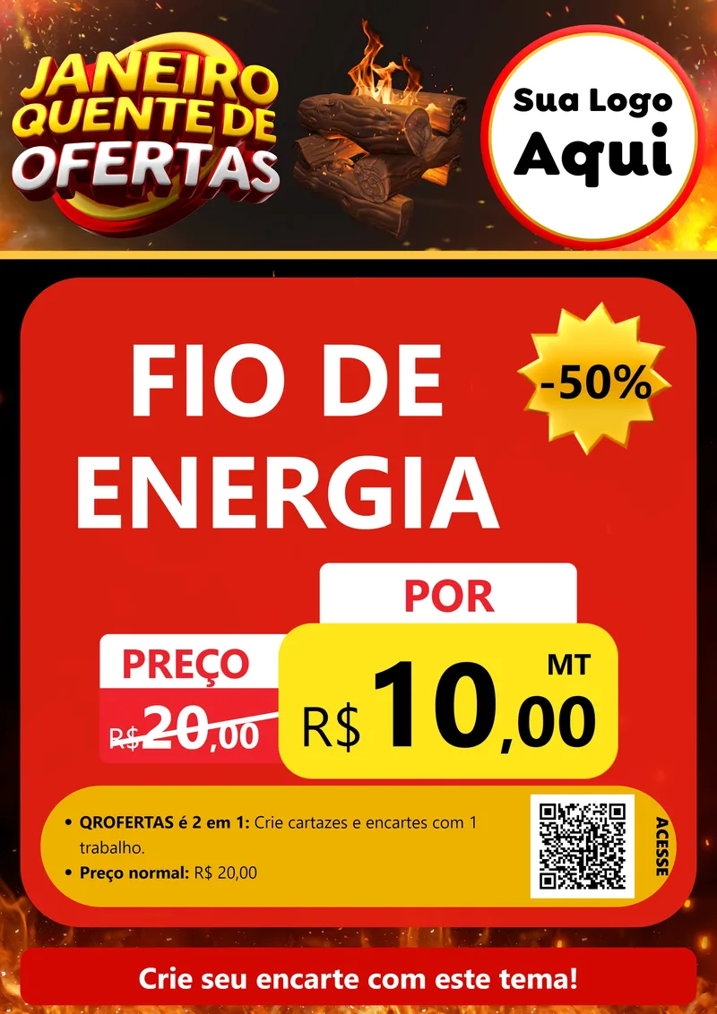 Modelo de Cartaz para Cartaz A4 Vertical com o tema Janeiro Quente de Ofertas para Materiais Elétricos
