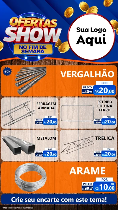 Modelo de TV para TV Vertical com o tema Ofertas Show No Fim De Semana para Ferragens