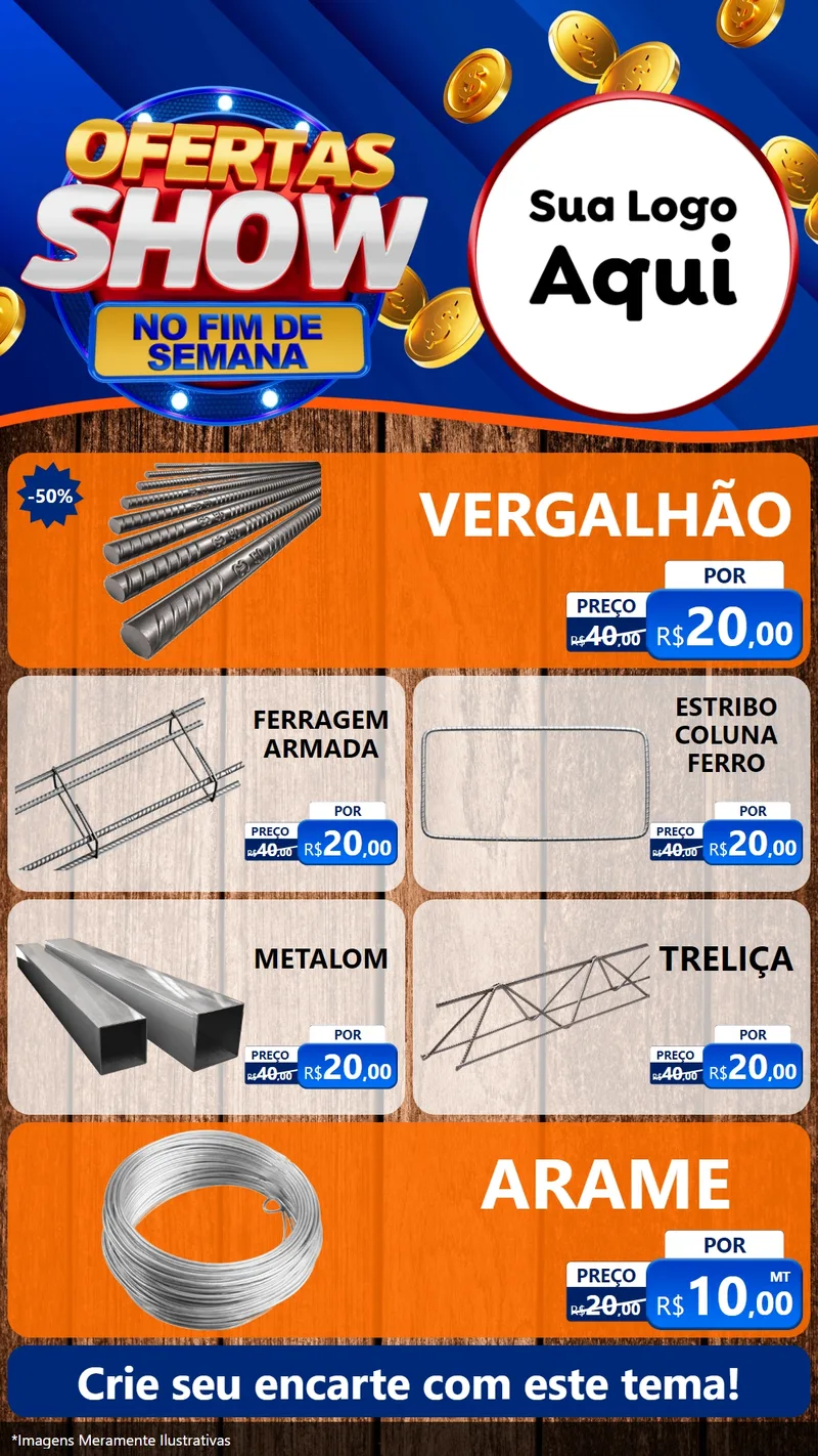 Modelo de TV para TV Vertical com o tema Ofertas Show No Fim De Semana para Ferragens