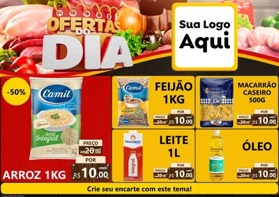 Modelo de Encarte para Encarte A4 Horizontal com o tema Ofertas do Dia para Supermercado