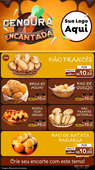 Modelo de TV para TV Vertical com o tema Cenoura Encantada - Páscoa para Padaria
