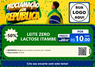 Modelo de Cartaz para Cartaz A4 Horizontal com o tema Proclamação da República para Frios e Laticínios