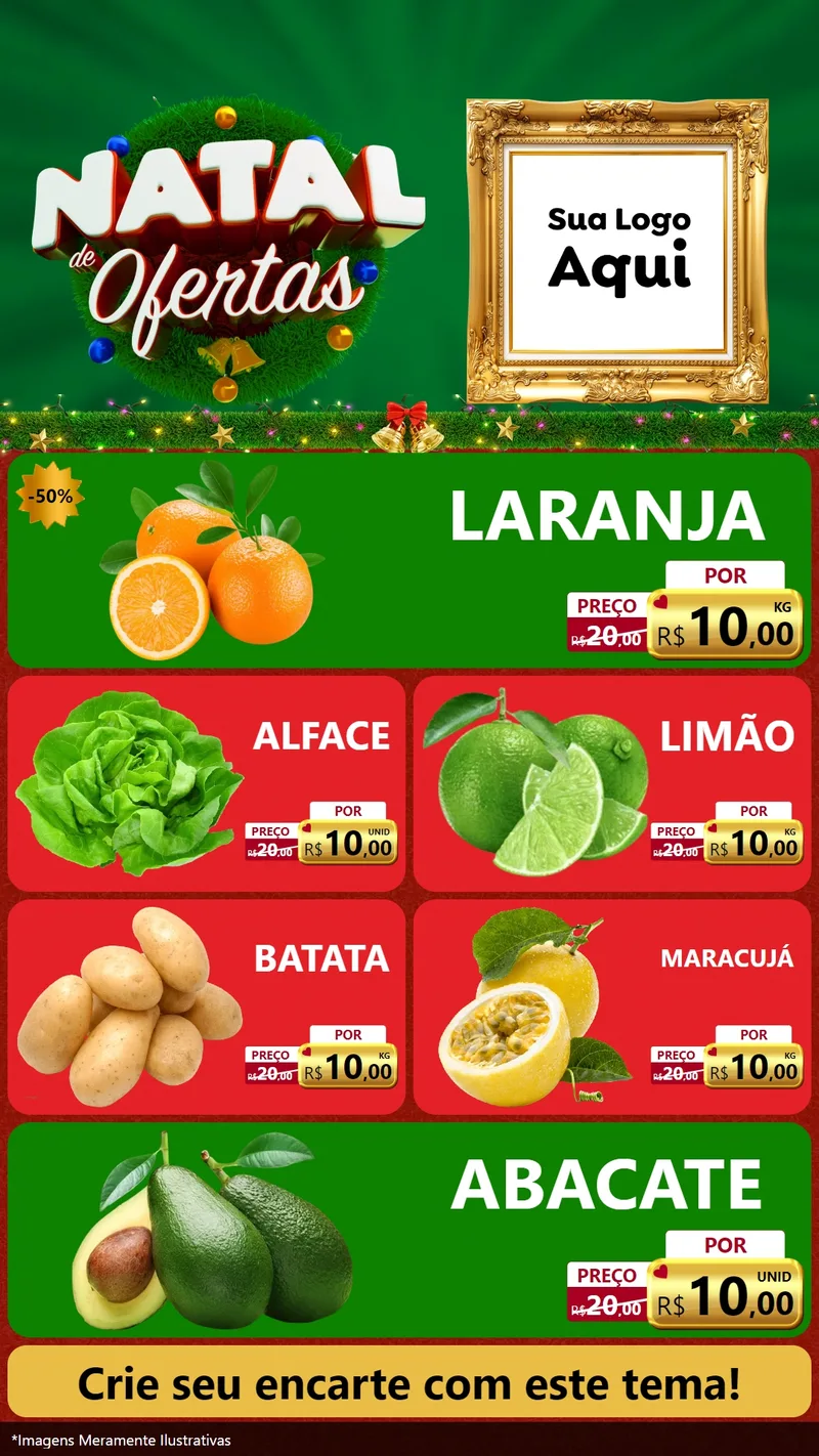Modelo de TV para TV Vertical com o tema Natal de Ofertas para Hortifrúti