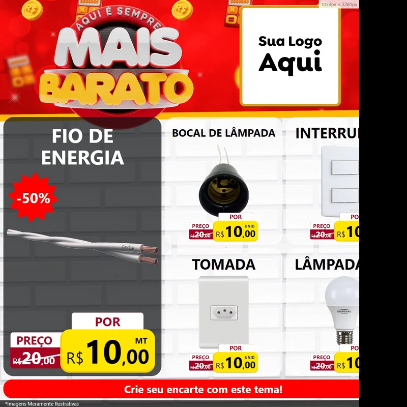 Modelo de Rede Social para Feed Facebook com o tema Mais Barato para Materiais Elétricos