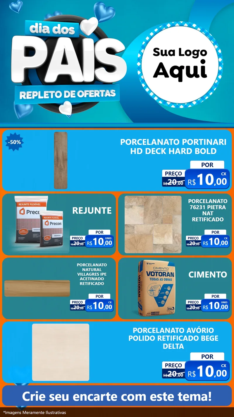 Modelo de TV para TV Vertical com o tema Dia Dos Pais Repleto de Ofertas para Pisos e revestimentos