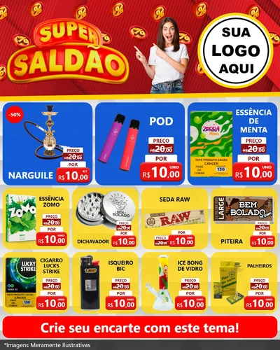 Modelo de Rede Social para Feed Instagram com o tema Super Saldão para Tabacaria