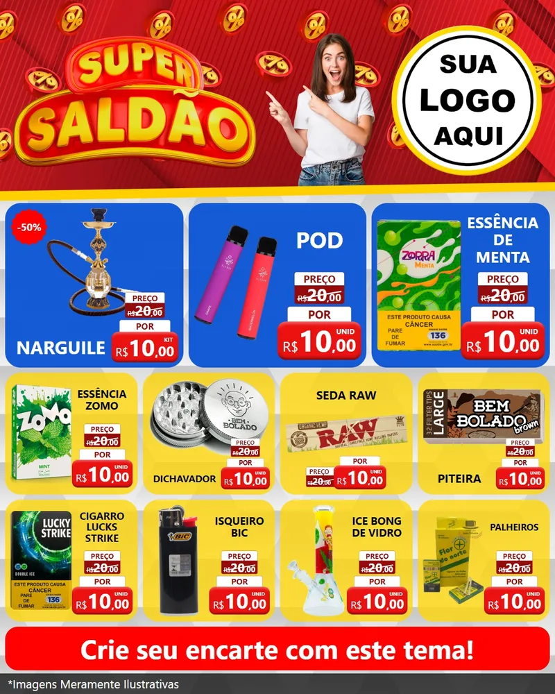 Modelo de Rede Social para Feed Instagram com o tema Super Saldão para Tabacaria