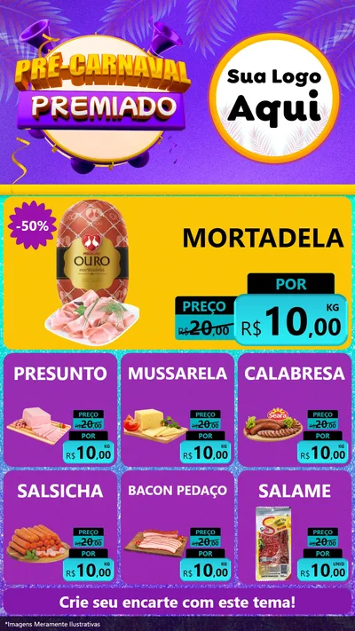 Modelo de Rede Social para Stories com o tema Pré-Carnaval Premiado para Frios e Laticínios