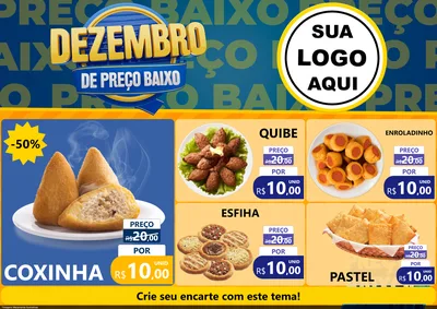 Modelo de Encarte para Encarte A4 Horizontal com o tema Dezembro de Preço Baixo para Salgadaria