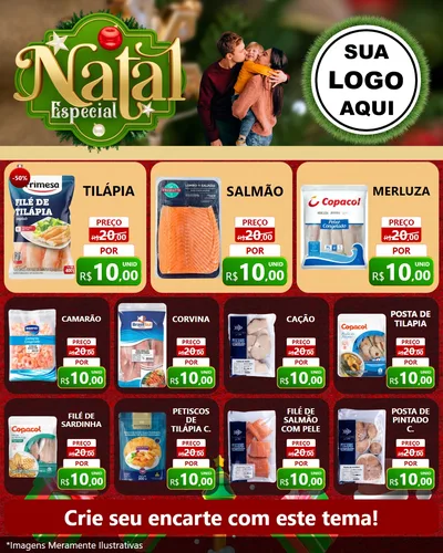 Modelo de Rede Social para Feed Instagram com o tema Natal Especial para Peixaria