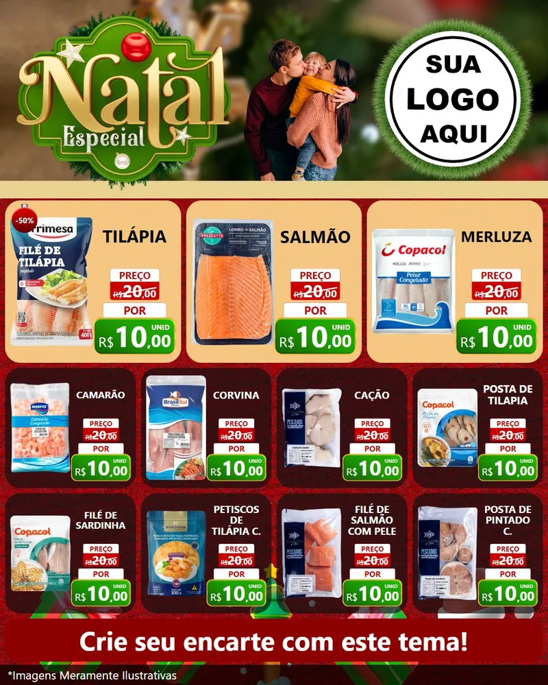 Modelo de Rede Social para Feed Instagram com o tema Natal Especial para Peixaria