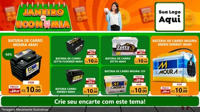 Modelo de TV para TV Horizontal com o tema Janeiro da Economia para Baterias Elétricas