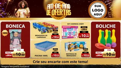 Modelo de TV para TV Horizontal com o tema Fim de Ano de Ofertas para Brinquedos