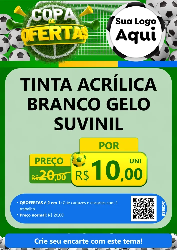 Modelo de Cartaz para Cartaz A4 Vertical com o tema Copa De Ofertas para Tintas e Ferramentas