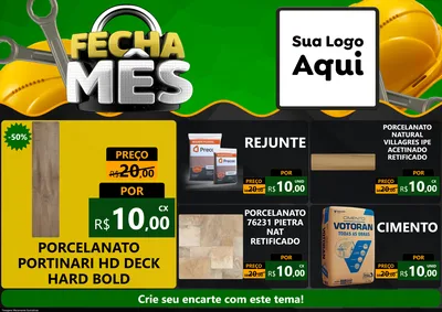 Modelo de Encarte para Encarte A4 Horizontal com o tema Fecha Mês para Pisos e revestimentos