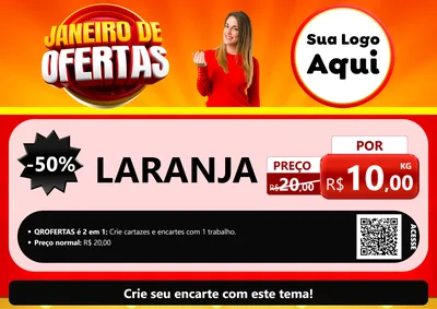 Modelo de Cartaz para Cartaz A4 Horizontal com o tema Janeiro de Ofertas para Hortifrúti