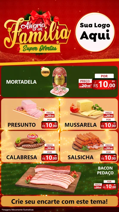 Modelo de TV para TV Vertical com o tema Alegria em Família Super Ofertas - Natal para Frios e Laticínios