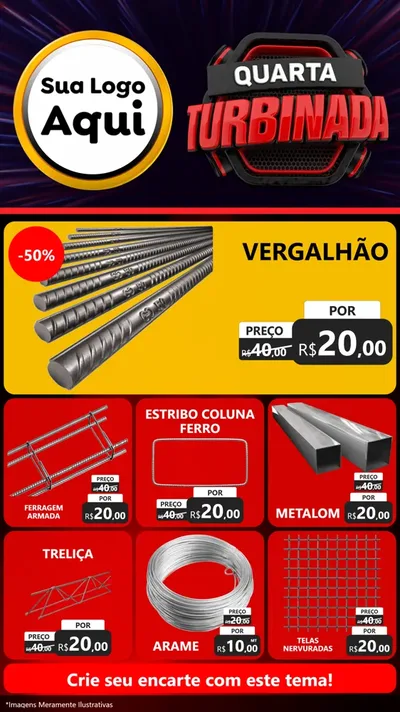 Modelo de Rede Social para Stories com o tema Quarta Turbinada para Ferragens
