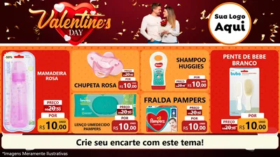 Modelo de TV para TV Horizontal com o tema Valentine's Day para Bebês