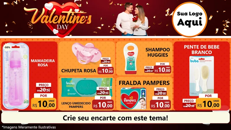 Modelo de TV para TV Horizontal com o tema Valentine's Day para Bebês