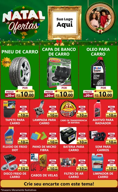 Modelo de Encarte para Encarte Grande com o tema Natal de Ofertas para Auto peças
