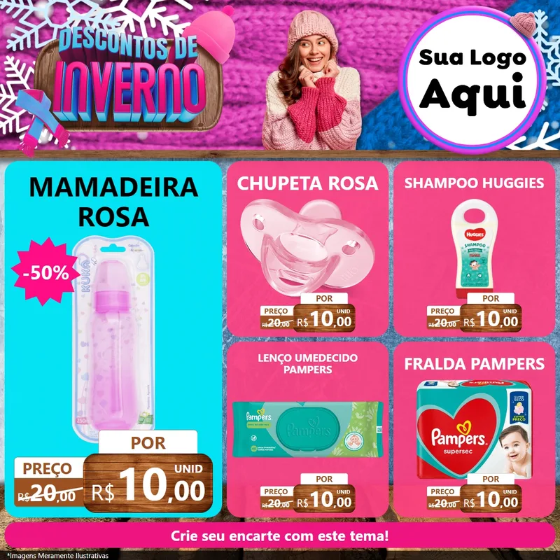 Modelo de Rede Social para Feed Facebook com o tema Descontos de Inverno para Bebês