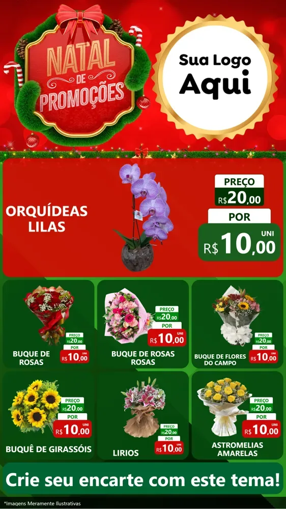 Modelo de Rede Social para Stories com o tema Natal de Promoções para Floricultura e jardim
