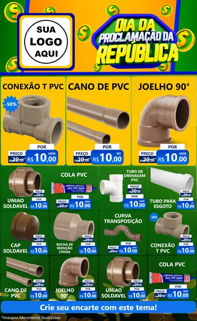 Modelo de Encarte para Encarte Grande com o tema Dia Da Proclamação da República para Tubos e conexões