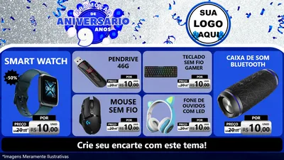 Modelo de TV para TV Horizontal com o tema Promoção de Aniversário - 9 Anos para Informática