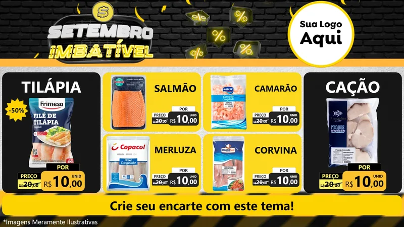 Modelo de TV para TV Horizontal com o tema Setembro Imbatível para Peixaria